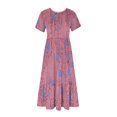 thumbnail image 4 of QJUHUNG Robe Midi à Manches Courtes Imprimée Florale Hawaïenne pour Femmes Robe Fluide avec Poches Tenue de Plage Ample, 4 of 4