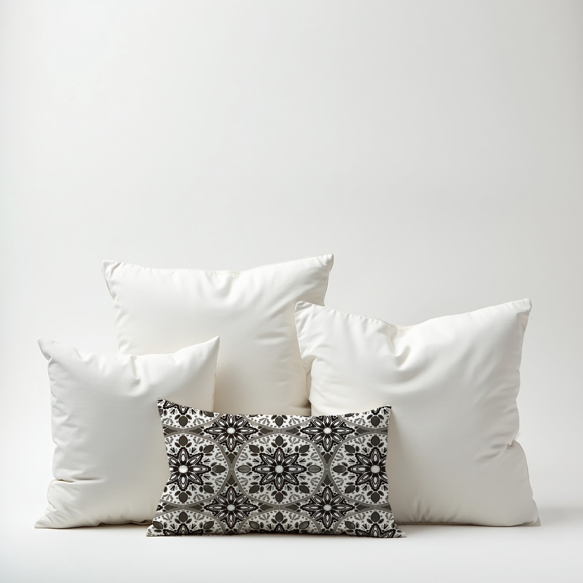 Creative Products Faded Black Gray Medallions 14x20 Indoor / Outdoor Pillow
