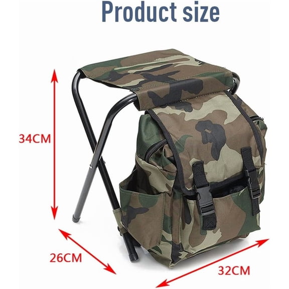 Acekid 2-in-1 Folding Camping Stool, Portable Backpack Cooler and Chair, for Hunting Fishing Hiking, Outdoor Gifts for Men, Camouflage