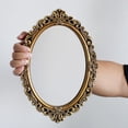 thumbnail image 2 of XIBUFE Oval Smallest Wall Mirror Resin Frame Size：12 X 8.3 " Mirror Vintage Hanging Mirrors for Bedroom Living-Room Dresser Decor Small Mirror for Wall Gold, 2 of 6