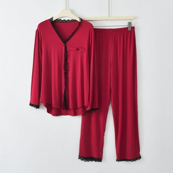 Dwaogom Women Fashion V-Neck Casual Solid Sleeve Tops Outing Long Pants Sets Long Sleeve Pullover And Drawstring Sweatpants Womens Outfits Lounge Sets