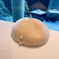 thumbnail image 5 of CoCopeaunt Autumn And Winter Versions Of The 100% Wool Pearl Beret, Vintage Elegant Little Fragrance British Painter Hat, 5 of 6