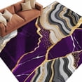 thumbnail image 2 of Area Rug for Living Room, Purple Marble Non-Slip Indoor Large Carpet for Bedroom/Dining Room, Grey Gold Texture Vintage Farmhouse Art Washable Low-Profile Rectangle Floor Runner Rugs - 5 x 7 Ft, 2 of 9
