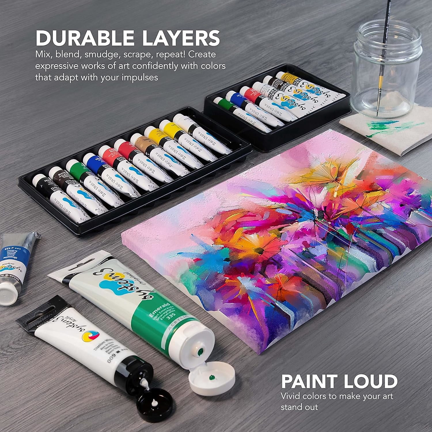 Daler-Rowney System3 Medium Body Acrylic Paints - Set of 10, Studio Colors, 37 ml