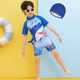 thumbnail image 1 of Traje de baño de una pieza con dibujos animados para niños, pantalones cortos de manga corta para niños, traje de baño conservador para bebés, 1 of 5