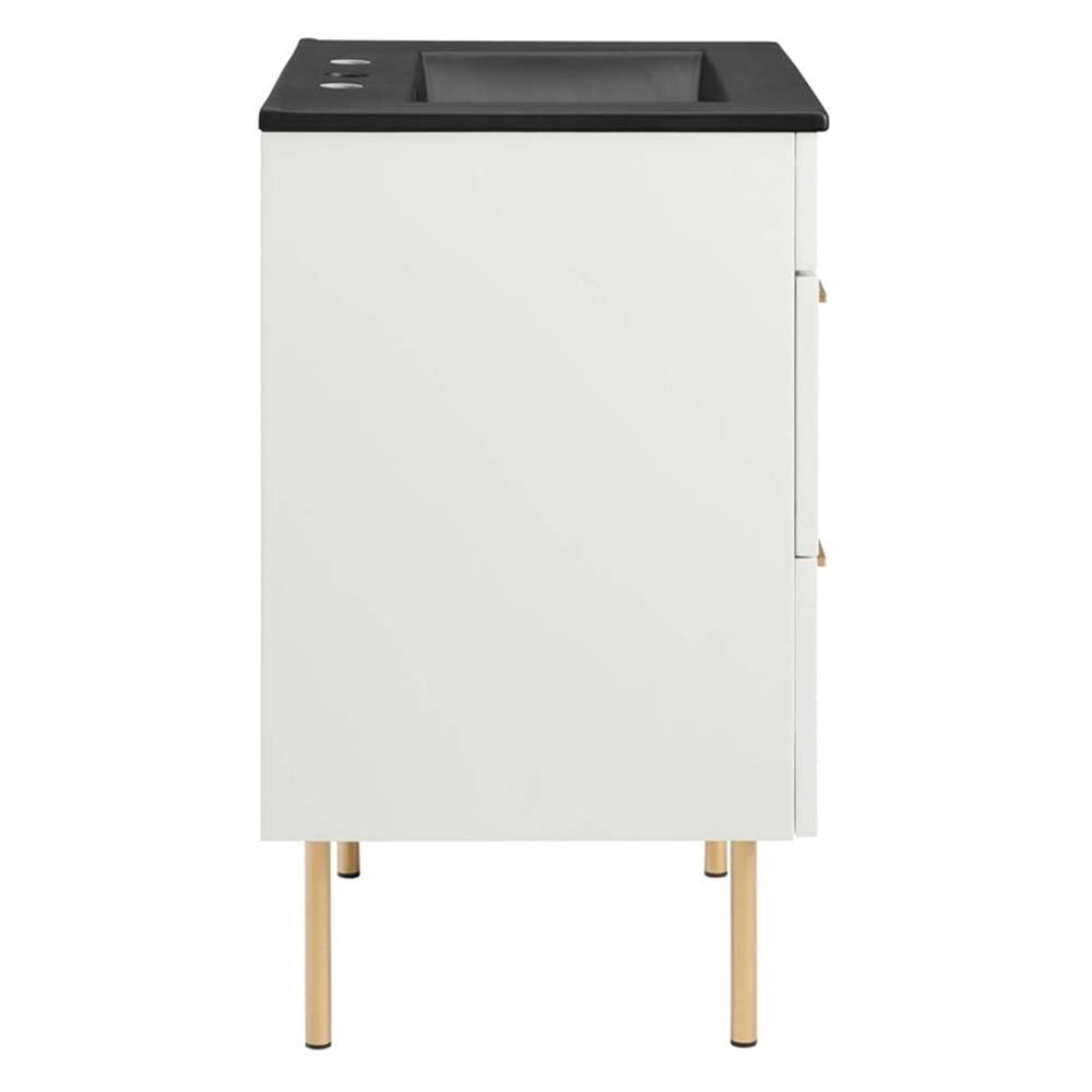 Modway Daybreak 24" Rubberwood MDF Particleboard Bathroom Vanity - White/Black