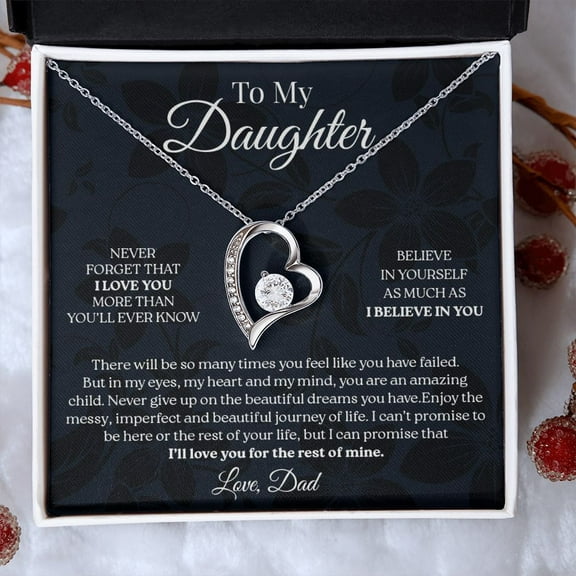 To My Daughter Never Give Up Forever Love Necklace Inspirational Her, White Forever Love Necklace