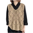 thumbnail image 6 of AUNVITO Women's Casual V-neck Sleeveless Knit Vest Loose Fit Openwork Versatile Style, 6 of 6