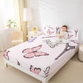 thumbnail image 4 of Homewish Girly Pink Butterfly Bed Sheets for Girls, Romantic Eiffel Tower King Sheets, Princess Cartoon Theme Sheet Set, Breathable Home Decor, 4 Pieces, 4 of 7