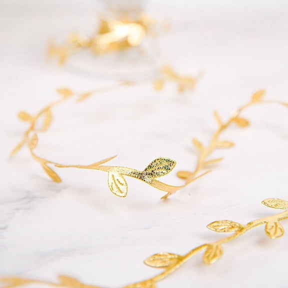 BalsaCircle 67 feet Gold Leaf Ribbon Trim Artificial Vines Craft Leaves
