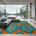 thumbnail image 2 of ODIKA 8'x10' Washable Area Rug Durable, Non-Slip Blocks Zigzag Border Dot Memphis Retro Interlocking Funky Maximalist Refined for Living Room, Under Sectional, Family, 2 of 7