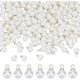 thumbnail image 1 of 150 cuentas de perlas redondas a granel con aro dorado, perlas de plástico blancas, colgantes para collares, pulseras, pendientes y bisutería., 1 of 9
