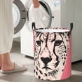 thumbnail image 5 of Rateoe Pink Cheetah Art Pattern Round Laundry Hamper Basket, Tall Hamper Basket for Blanket Storage, Nursery Clothes Hamper for Laundry in Bedroom and College Dorm-Small, 5 of 6