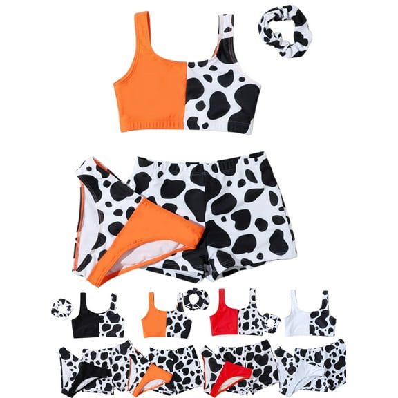 Xinhuaya Kids Girls 4Pcs Bikini Swimwear Little Girls Swimdress Beach Tankini Bathing Suit Set