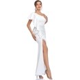 thumbnail image 5 of HSHDLDF Women's One Shoulder Ruffled Split Mermaid Evening Gown Cocktail Long Formal Dress, 5 of 5
