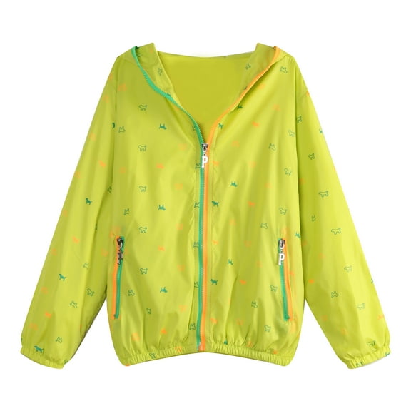Richie House Little Girls Yellow Zip Animal Print Jacket 4