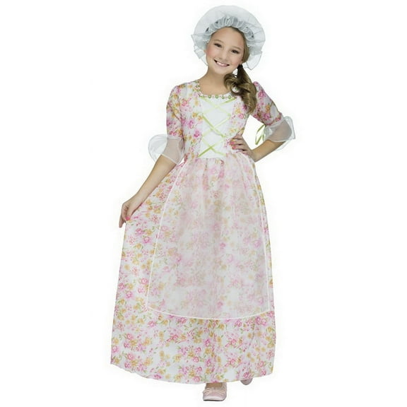 Fun World Big Girl's Little Girl's Colonial Cap & Apron Adult Costume Kit Childrens Costume, Multi, Standard