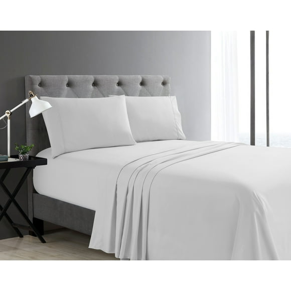 Swift Home Basic 4-Piece Queen Size Sheet Set, Ultra Soft, Deep Pocket, Easy Care Bedding Set, White