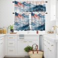 thumbnail image 3 of Independence Day Mountain Landscape Kitchen Curtains Valances and Tiers Set of 3 American Flag Green Mountain Forest Tier Curtains and Valance with Rod Pocket for Small Windows, 27.5"x36", 3 of 9