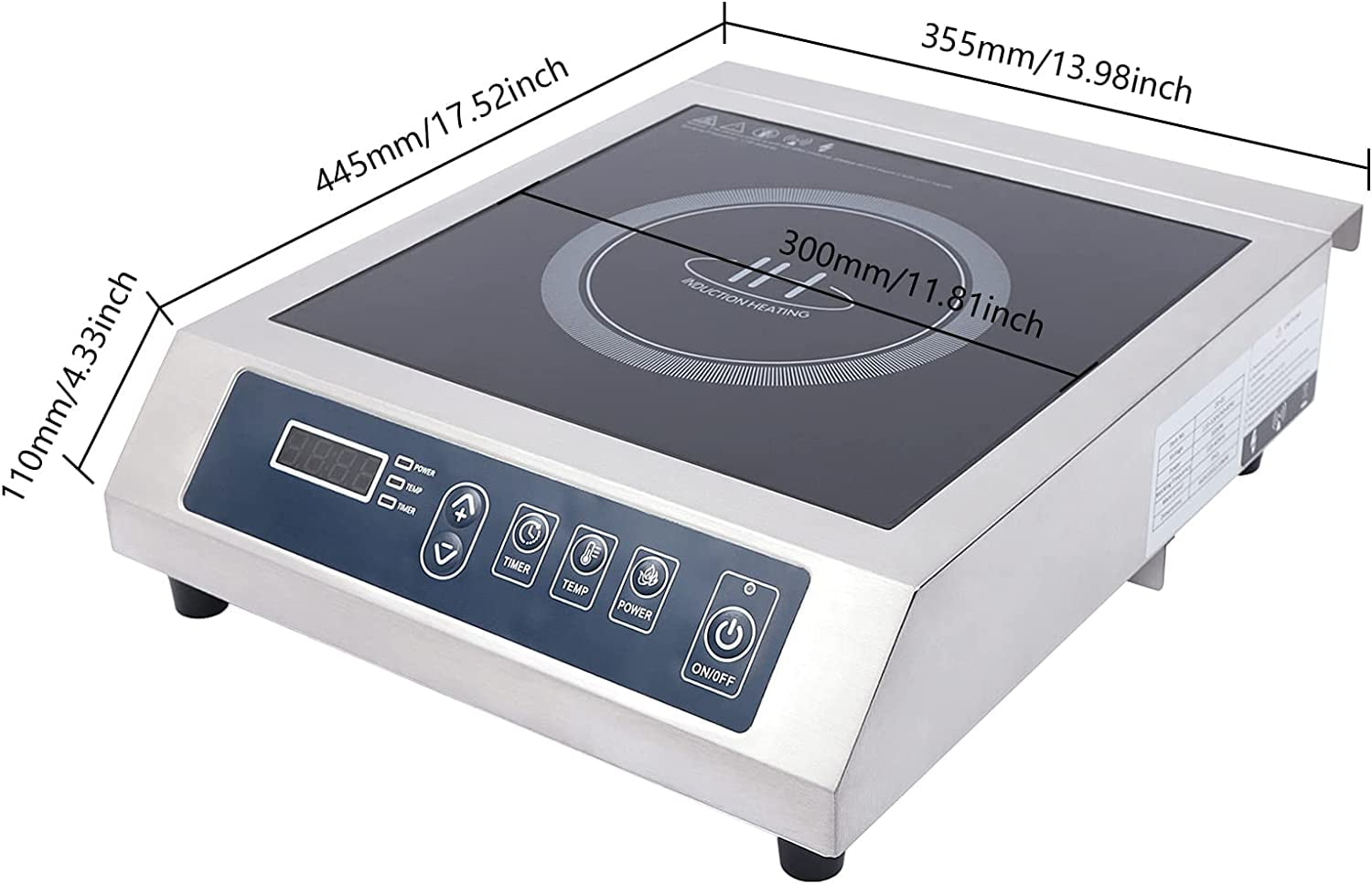 Fichiouy 3500W Induction Cooktop Portable High Power Black Crystal Panel with Precision Temperature and Time Control Induction Hob LED Displays Indicators