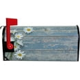 thumbnail image 4 of Rustic Daisy Blue Wooden Magnetic Mailbox Cover Spring Flower Sunflower Wood Mailbox Covers Mailbox Wraps Post Box Cover Standard Size 21" Lx 18" W for Outdoor Garden Home Decor, 4 of 6