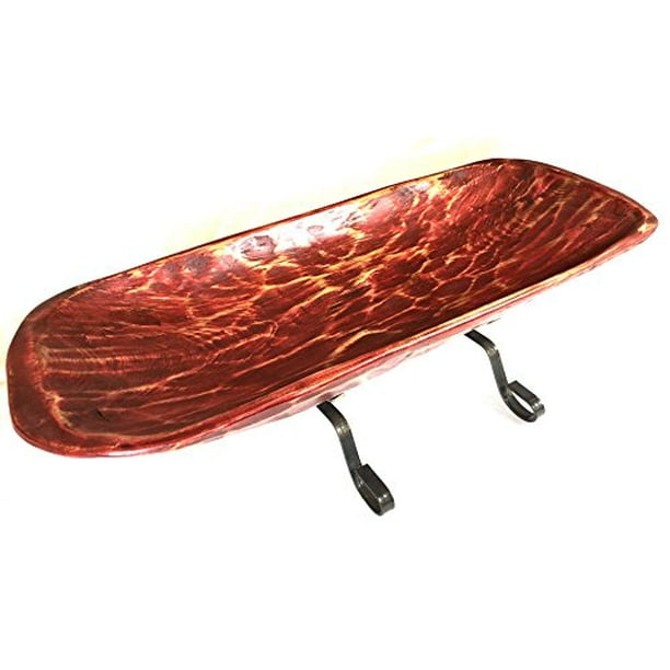 Wood Dough Bowl with Stand Set Red