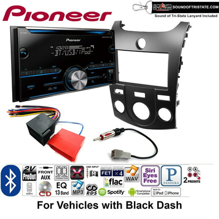 Pioneer FH-S500BT Double Din Radio Install Kit with CD Player Bluetooth Fits 2011-2013 Kia Forte (Black) + Sound of Tri-State