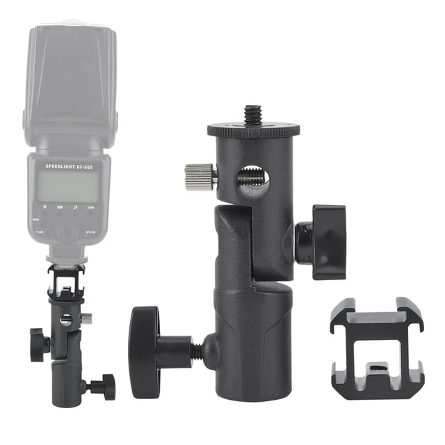 Flash Light Holder, Adjustable Hot Shoe Mount, Swivel For Support Flash Light Mount Adapter Photographic Prop Photograph