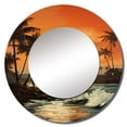 thumbnail image 2 of Designart "Sunset Tranquility In Tropical Twilight" Palms & Palm Trees Rund Mirror For Wall Decor - Large Orange Round Printed Mirror -Traditional Round Living Room Mirror - 23" x 23", 2 of 6
