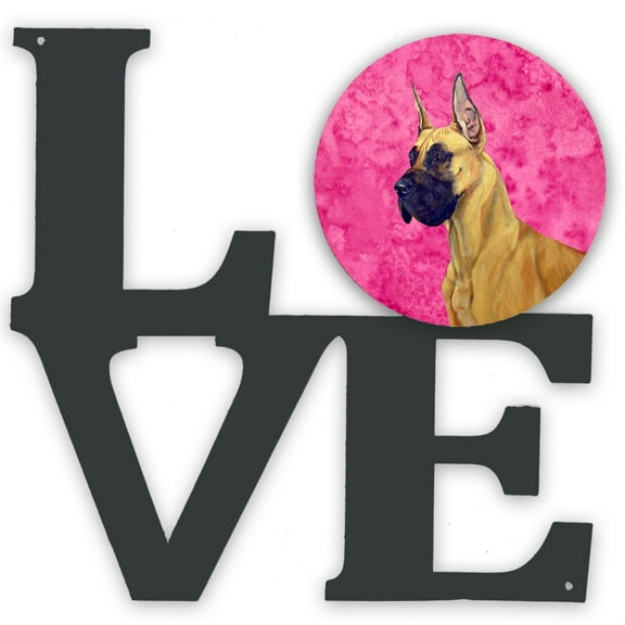 Pink Great Dane Metal Wall Artwork LOVE
