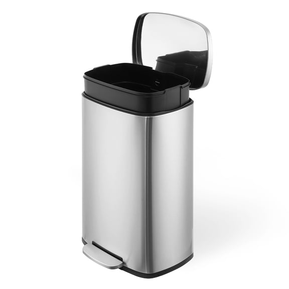 GIMMYFIVE 13 Gallon Step Trash Can, Slim Oval Stainless Steel Kitchen Bin with Soft-Close Lid
