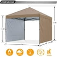 thumbnail image 3 of ABCCANOPY 10ft x 10ft Easy Pop up Outdoor Canopy Tent With 2 Side Walls, Khaki, 3 of 5