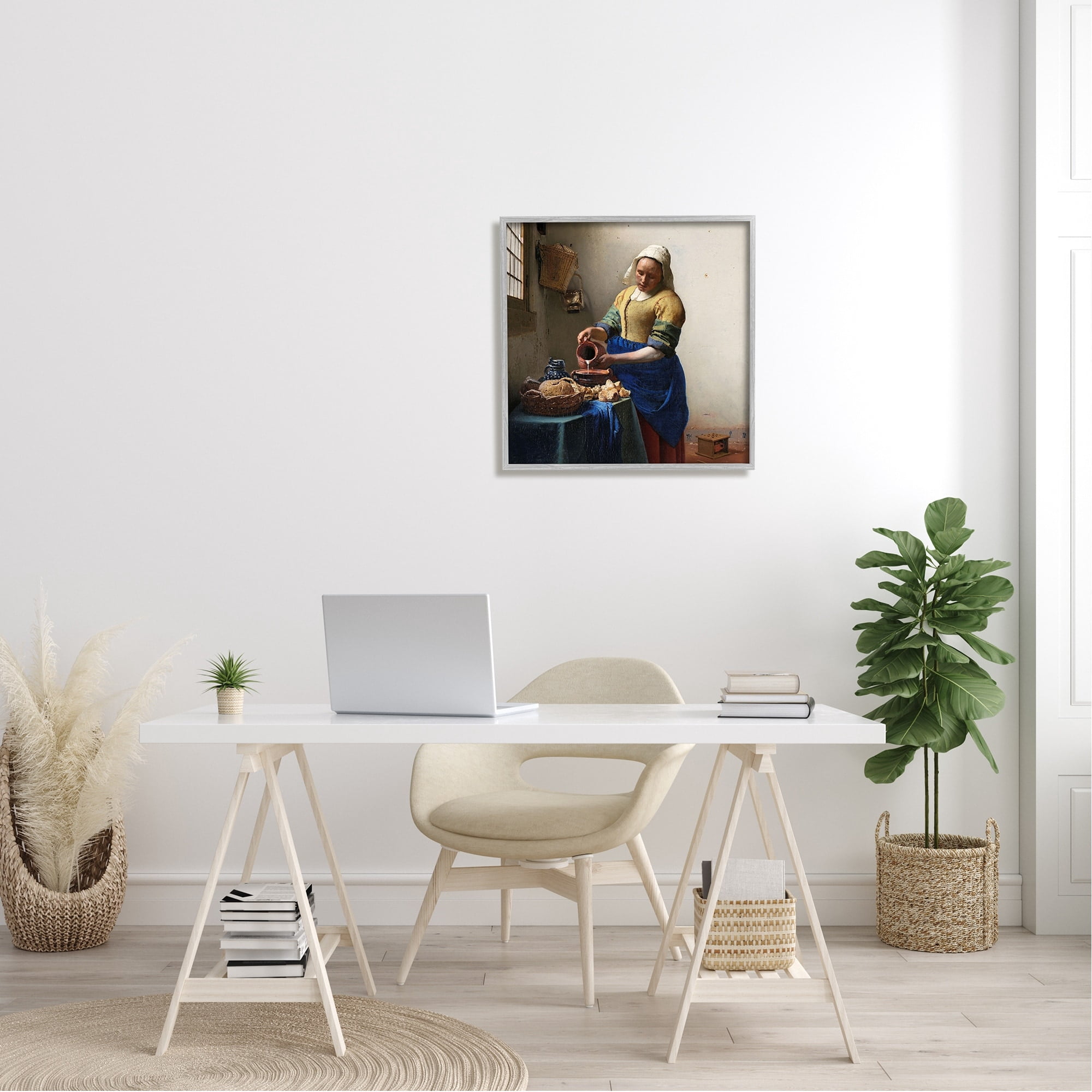 Stupell Industries The Kitchen Maid Johannes Vermeer Classical Painting Painting Gray Framed Art Print Wall Art, Design by one1000paintings