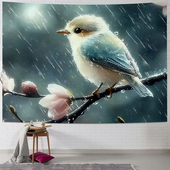 Patifu Bird Branch Rain Tapestry Wall Hanging Unique Style Graphic Tapestries Home Wall Decor Art  Living Room Bedroom Apartment Farmhouse Dorm 40x30inch
