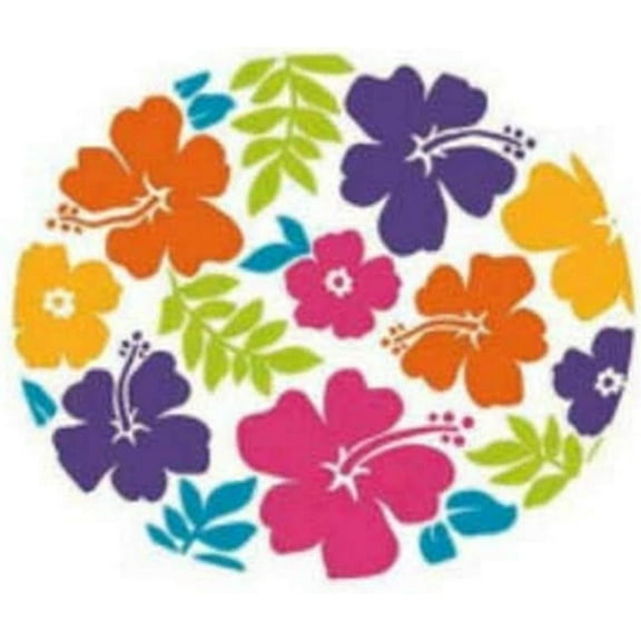 Hibiscus White Tropical Flowers Summer Luau Theme Party 12" x 10" Banquet Plates