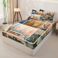 thumbnail image 3 of Manfei Adventure RV Car Zipper Full Size Comforter Sets with Fitted Sheet and 2 Pillowcases,Vintage Flowers Zipper Bedding Set,Beige Teal,Reversible, 3 of 7