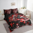 thumbnail image 3 of Homewish Dirt Bike 7 Pieces Bedding Comforter Set For Children Kids Teens,Abstract Red Honeycomb Full Bedding Set Lightweight,Extreme Sport Fitted Sheet Flat Sheet,Breathable Home Decor,Reversible, 3 of 8