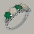 thumbnail image 2 of LBG British Made 14k White Gold Natural Emerald & Opal Womens Eternity Ring - 33 size options - Size 8.5, 2 of 8