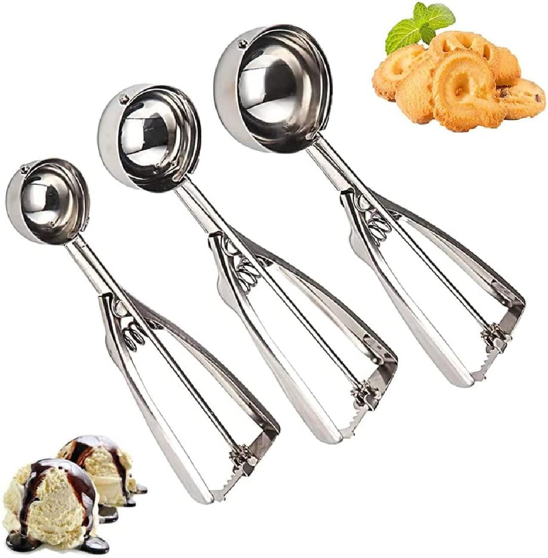 Cookie Scoops Set of 3 - Stainless Steel Durable Ice Cream Cookie Dough  Scooper for Baking Small Medium Large Size 1 +1.5 +2 Tablespoon