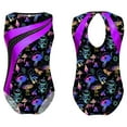 thumbnail image 5 of iiniim Gymnastics Leotard for Girls Keyhole Back Printed Shorty Unitard Ballet Tumbling Ice Skating Bodysuit Black 4, 5 of 7