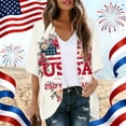 thumbnail image 2 of JULMCOMO 4th of July Lightweight Cardigans for Women Stars Stripes Half Sleeve Patriotic Kimono Cover Ups Summer Tops Vermilion XL, 2 of 6