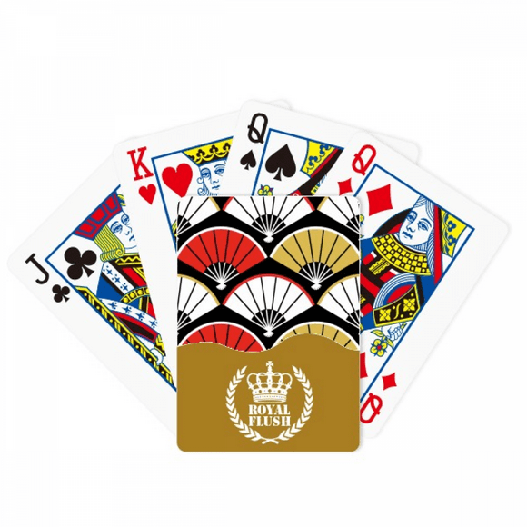 folding fan red black en royal flush poker playing card game