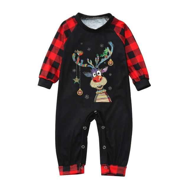 Christmas Family Pajamas With Santus Deer Print Long Sleeve Design For Family Matching Night Sleeping