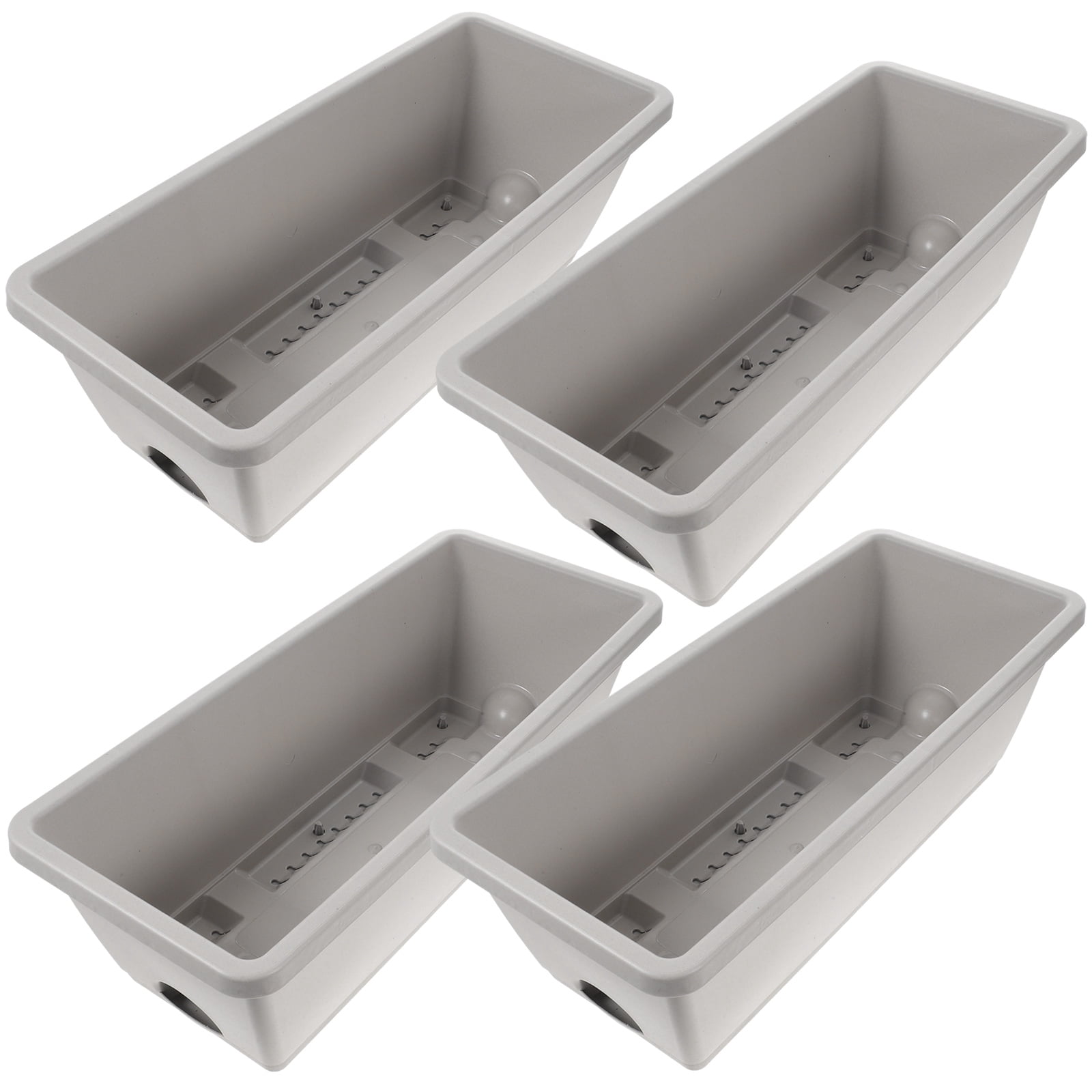 FRCOLOR flower pot with tray 4 Sets Window Box Planter Flower Box Planter Rectangle Box for Garden,16.93"X6.89"X5.31"