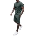 thumbnail image 2 of Short Sets for Men Short Sleeve Crewneck T Shirt and Bermuda Shorts 2 Piece Matching Set Tracksuit Summer Outfits, 2 of 6