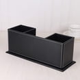 thumbnail image 3 of PU Leather Double Pen Holder for Desk Organizer Pen Holder, Business Card, Remote Control Holder, Coins, Keys, Phone, Ruler, Pencil, Sharpener, Desktop Box Stationery Storage Office Supplies,Black, 3 of 5