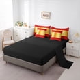 thumbnail image 5 of Castle Fairy Female Men Adults Minimalist Wide Stripes Twin Bedding Sets 7-Piece,Mid Century Red Golden Bedding Comforter Set Microfiber,Geometric Polka Dots Breathable Sheet Sets, 5 of 8