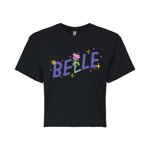 Disney - Belle Type - Juniors Cropped Cotton Blend T-Shirt