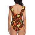 thumbnail image 6 of Yiaed Autumn Leaves Print Women's Ruffled One Piece Swimsuit V Neck Swimwear Slimming Monokini for Woman-Large, 6 of 8