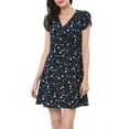 thumbnail image 6 of MODA NOVA Juniors Floral Crossover V Neck Petal Sleeves Belted Dress, 6 of 6